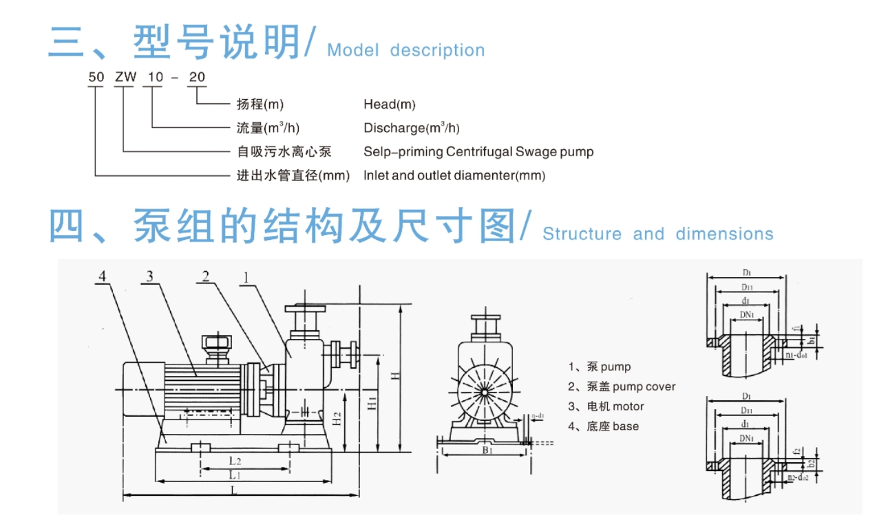 Self priming sewage centrifugal pump