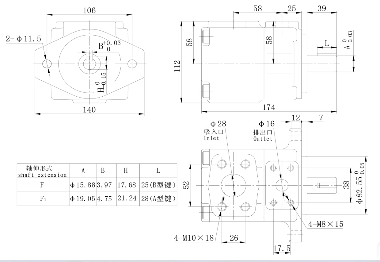 PV2R series vane pumps（PV2R1-17-FR）