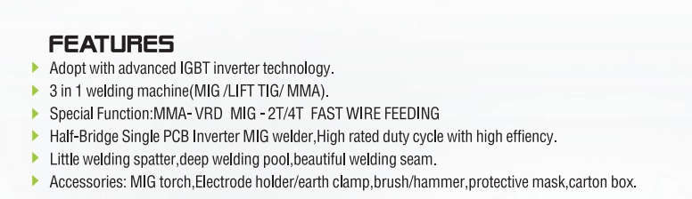 IGBTINVERTER MIG/MIMAWELDING MACHINE